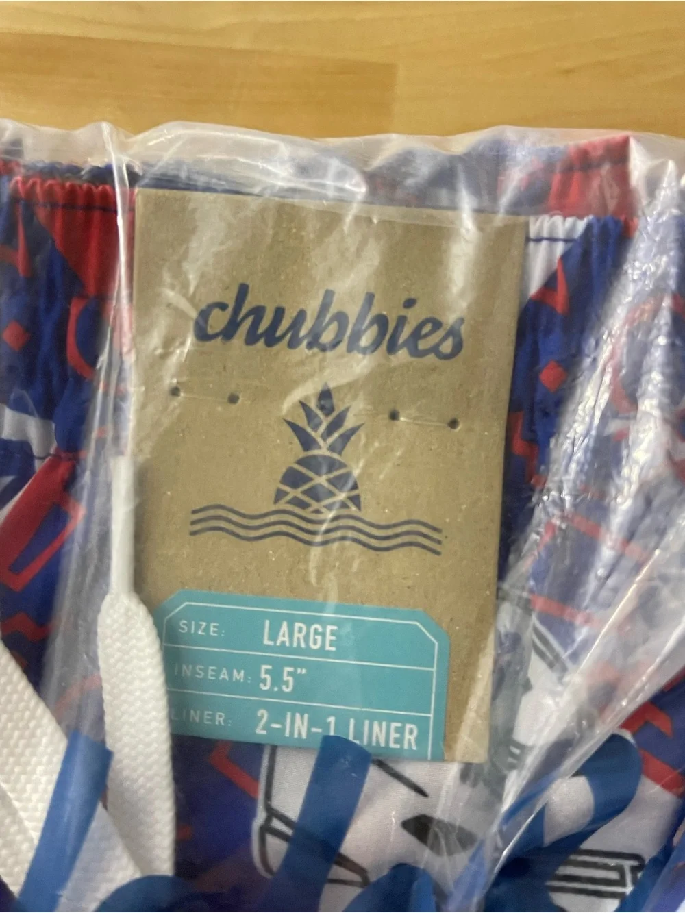 chubbies Men's Buffalo Bills Navy Game Day Swim Trunks Size Large